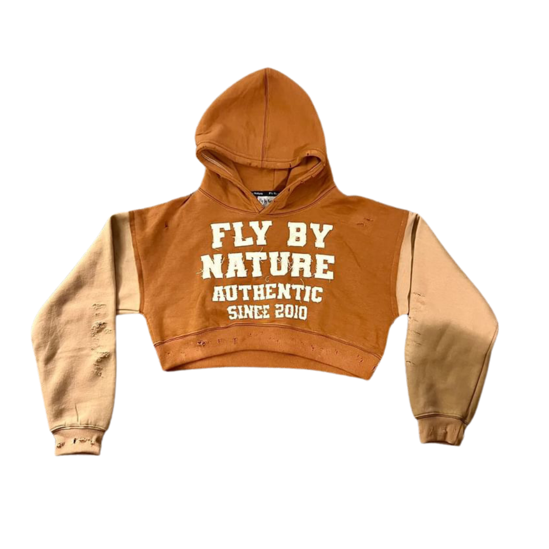 Brown Authentic Distressed Two-Tone Hoodie Women’s