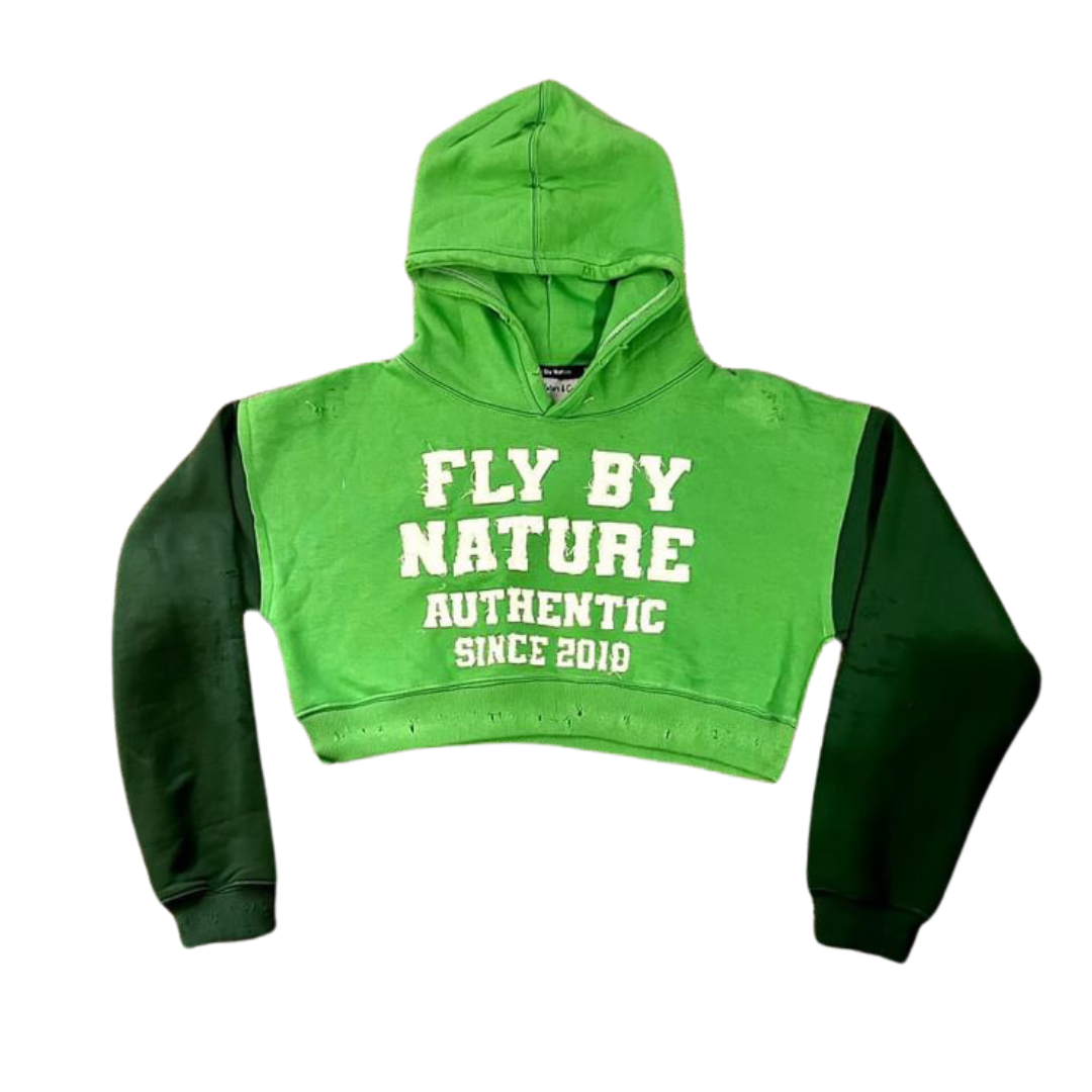 Green Authentic Distressed Two-Tone Hoodie Women’s